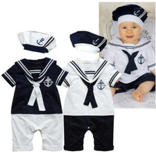 BABY BOYS SAILOR NAVY ROMPER