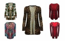  WOMENS GIRLS LONG SLEEVE LADIES BOYFRIEND CARDIGAN TOP OPEN POCKET UK 8-26