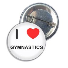 Gymnastics I Love Heart Button Badge Pin Badge (25, 55 or 77mm)