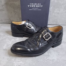 Charles Tyrwhitt Brogues Monk Straps Shoes Men's Size 7 Black Leather Oxfords
