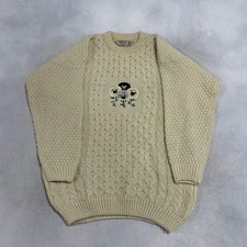 Vintage Knitted Jumper Embroidered Sheep Patterned Chunky Knit Sweater Women's