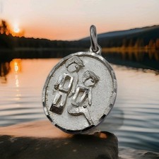 Vintage Sterling Silver Gemini Pendant Charm - Astrology Zodiac Star Sign Symbol