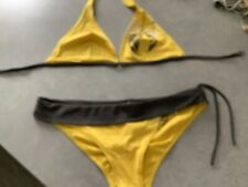 Banana Moon Bikini Womens Size 44 Fold Over Bottoms Halter Top Yellow & Mink