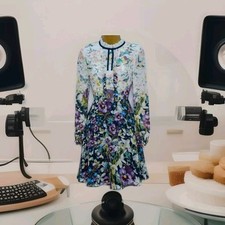 TED BAKER Meelia Floral Butterfly Ruffle fit &flare Dress 4 /UK 14 Wedding Guest