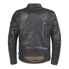 Triumph Motorbike Original Cowhide Leather Jacket With CE Approved Protections