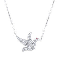 Diamond Dove Bird Necklace 14K