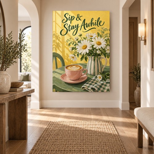 Sip and stay awhile - stay, canvas