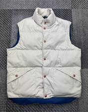 Penfield USA Down Gilet Medium Beige Blue Lining Bear Logo Outdoor Utility Vest