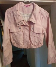 Ladies Pineapple Pink Jacket By Debbie Moore Size 12 lined in pink glitter strip