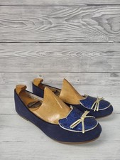 Boden Johnnie B Navy Cat Ballet flat Glitter Suede Shoes Size 35/2. PT