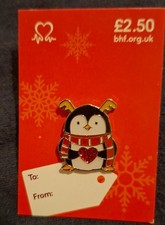 Charity Pin Bagdge Heart Foundation xmas Penguin