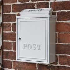 'Norfolk' White Wall Mounted Post Box - Lockable Letter Box