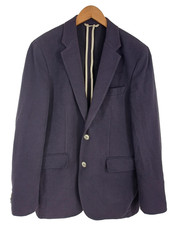 Hackett Blazer Jacket Mens 40R Navy Blue Textured Twill Cotton Blend Sport Coat