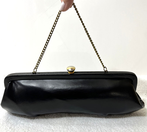 Vintage black frame clutch - black,