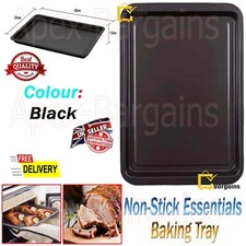 Non-Stick Essentials Baking Tray Durable Coating Oven Tray Easy Clean Black 32cm
