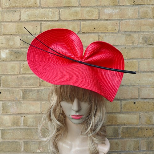 Red fascinator black - red,
