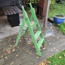 Vintage Small Wooden Step Ladders  Green