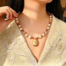 Real rose Pearl Necklace Ivory
