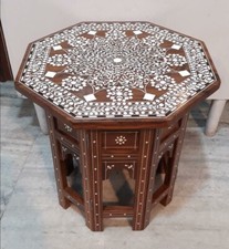 Handmade Carved  Indian Table Side Table Occasional Table Octagonal Table