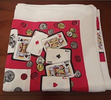 Stunning Vintage Tablecloth Playing Deck of Cards Bridge Poker 49" X 49" Linen