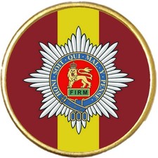 Worcestershire Regiment Military Gold Colour Round Badge And Velvet Bag