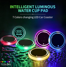 2X RGB Car LED Cup Holder Light Mat Pad Drink Coaster Car Interior Accessories