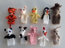 10X Hand Knitted Finger Puppets  Soft Toys, New