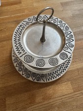 Wilton Armetale "Reggae" Pattern 2 Tier Serving Tray Pewter Cake Stand