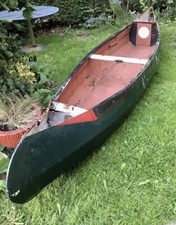 Canoe (Canadian style) Plywood Needs Attention Fab Dark Green Paddles Included