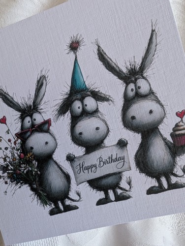 Quirky donkeys with happy - donkeys,