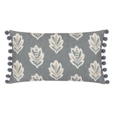 SANDERSON Cushion Cover “Sessile Leaf” Pom Pom 30x50cm Stripe Delph Blue Country
