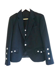 Traditional Scottish Argyll Kilt Jacket * Black * Wool * Men's Chest Size 40 s