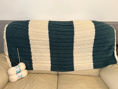 Handmade blue and white - and, cable
