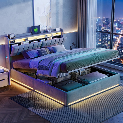 Upholstered 4ft6 bed - bed, double