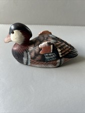 Hand Painted Carved Stone Duck, Mallard Decoy 12.5cm Bird Figurine PR of China