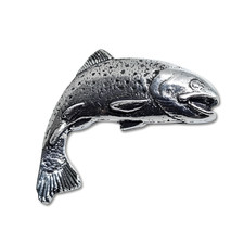Trout Pin Badge Pewter Brown