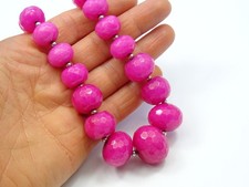 Large & Heavy Sterling Silver Hallmarked 925 & Faceted Ruby Necklace 106g