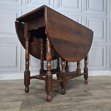 Antique Solid Oak Jaycee Drop Leaf Gate Leg Sofa Dining Table Oval Wood