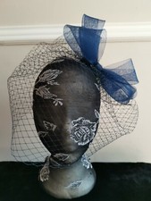 navy blue crin fascinator