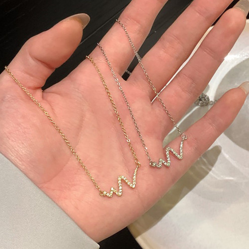 Wave pave pendant choker - pave,