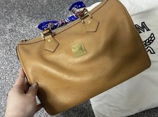 MCM BOSTON BAG 30cm In Tan Leather