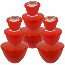 Red Christmas Pudding Bowl Santa's Trio set has 9 Red Pudding Basins with lids