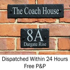 Rustic Slate House Door Gate Number Sign Plaque ANY NAME AND NUMBER