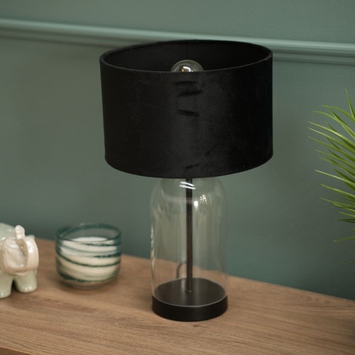 Glass table lamp black - glass,