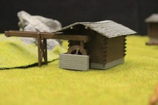 Laser cut Swiss old water wheel chalet HO model kit 3