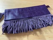 Purple Leather Butterfly Tassel Clutch Bag - Butterfly By Matthew Williamson
