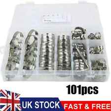 101x Assorted Stainless Steel Hose Clamp Kit With No Driver Jubilee Clips Set UK