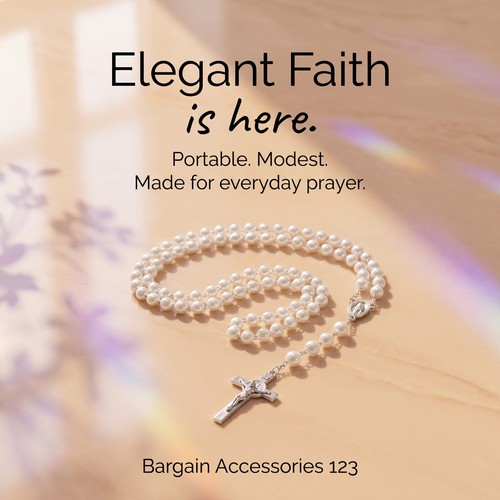 Buy2free1 faux pearl - faux, rosary