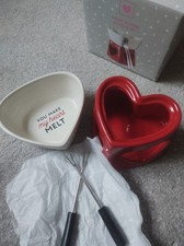 Heart Shaped Fondue Set From Sainsbury's - NEW In Opened Box