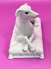 Antique Porcelain Greyhound/Whippet on Cushion, Decorative, Sight Hound